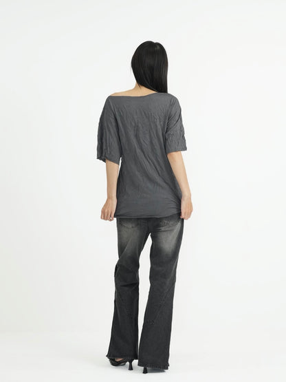 wrinkle adjustable button tops