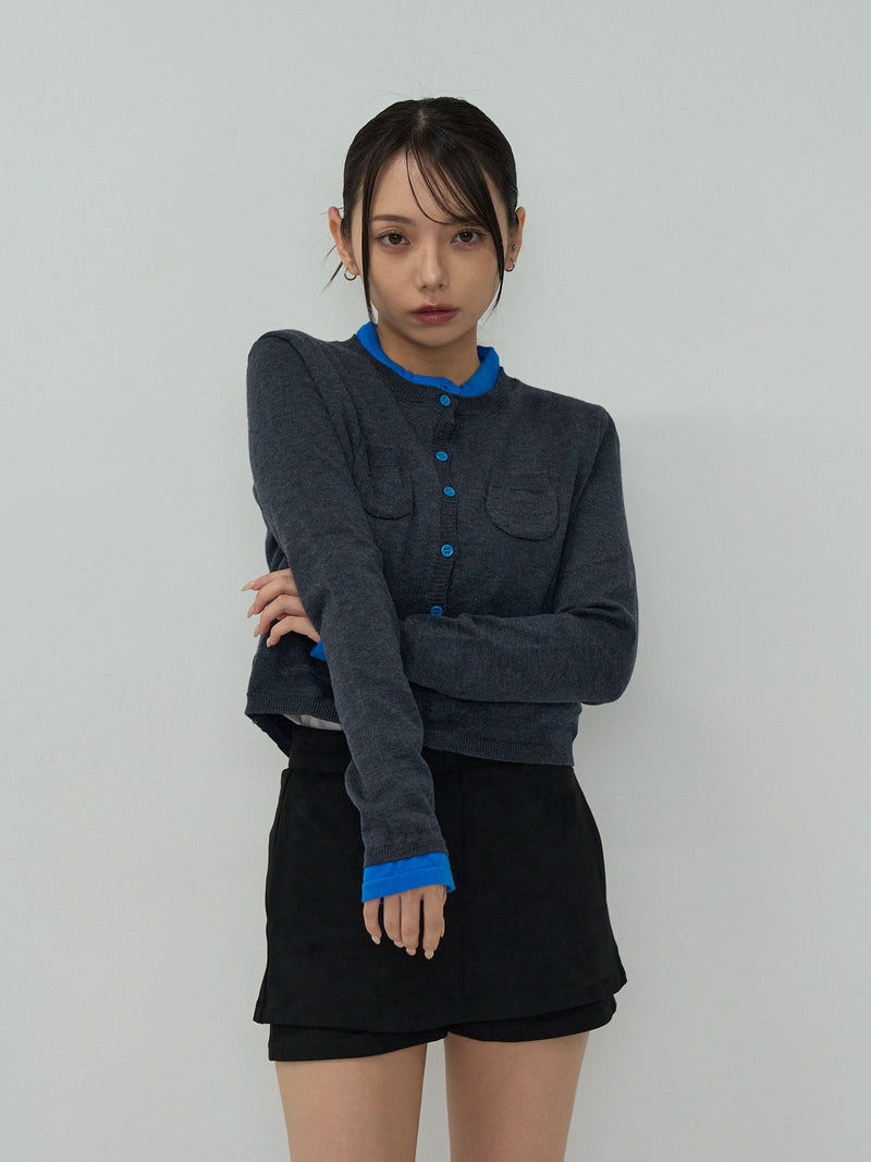layered crew neck cardigan