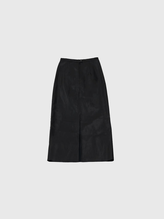 f slit leather skirt