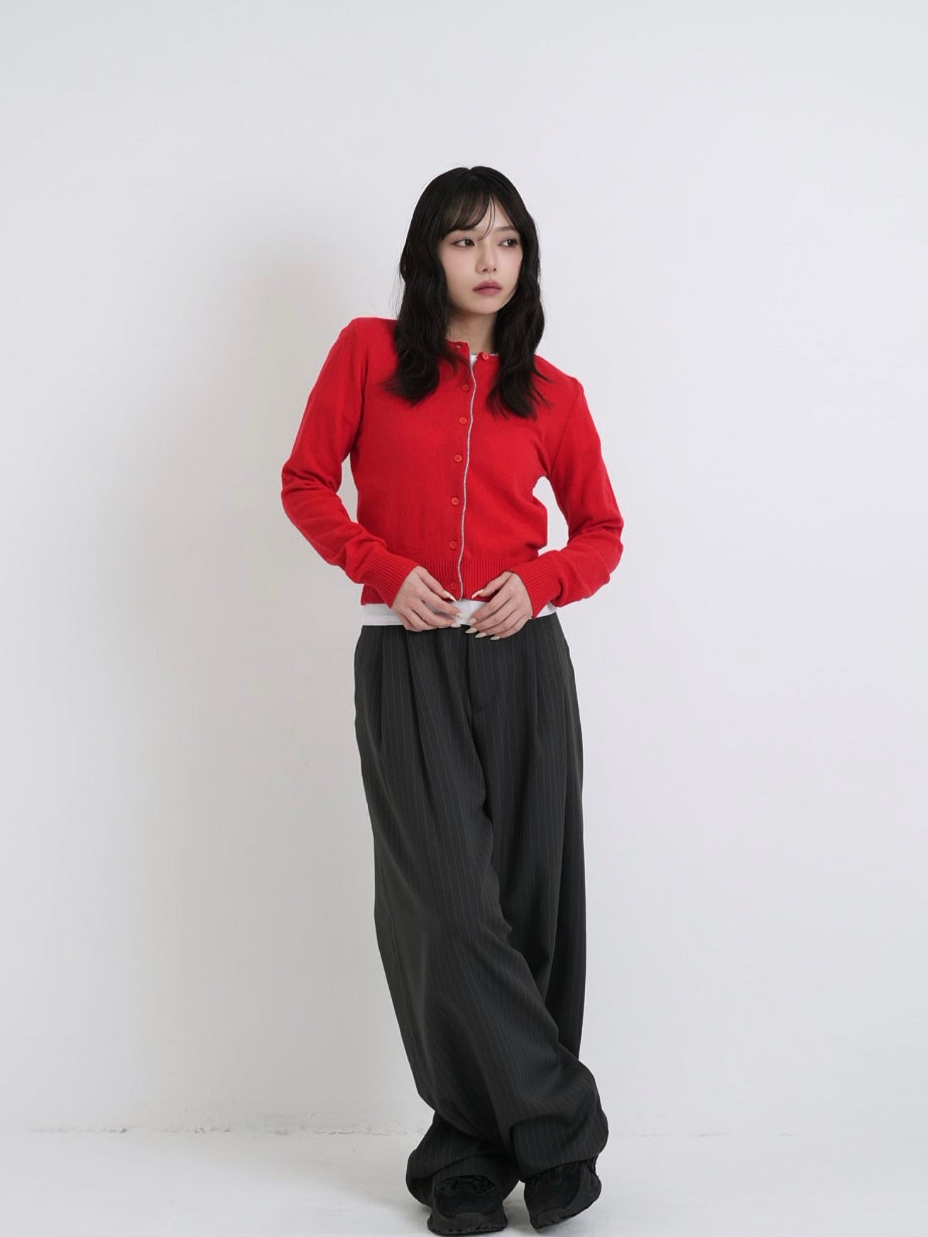 contrast line cardigan