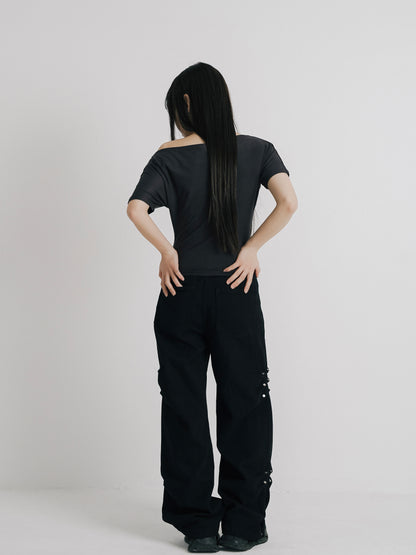 cotton side eyelet pants