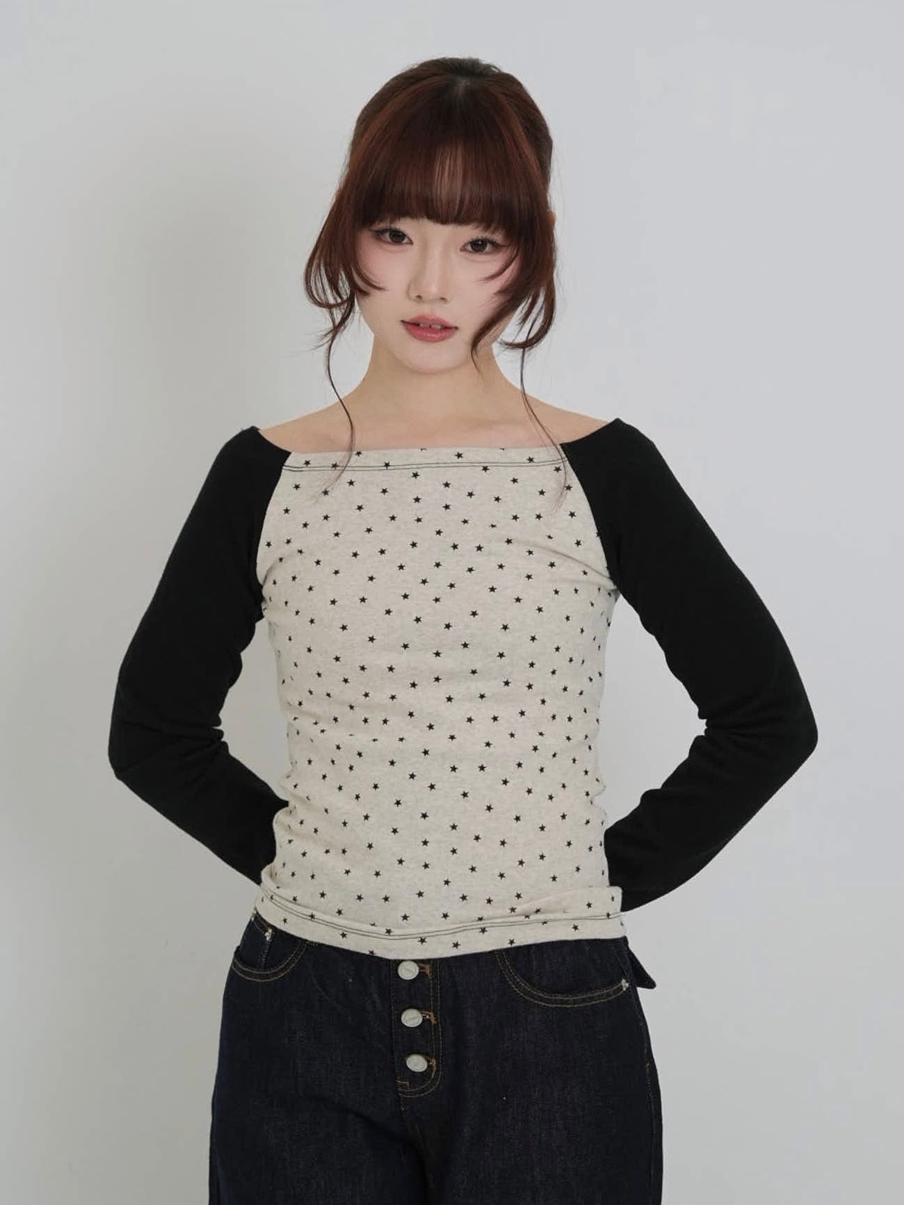 star dot raglan tops