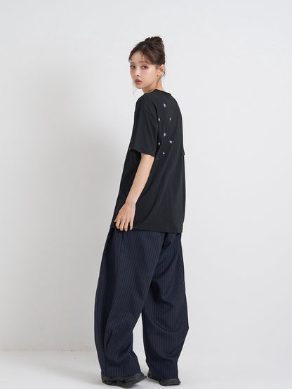 wide stripe tuck pants