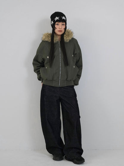 military fur hood jacket