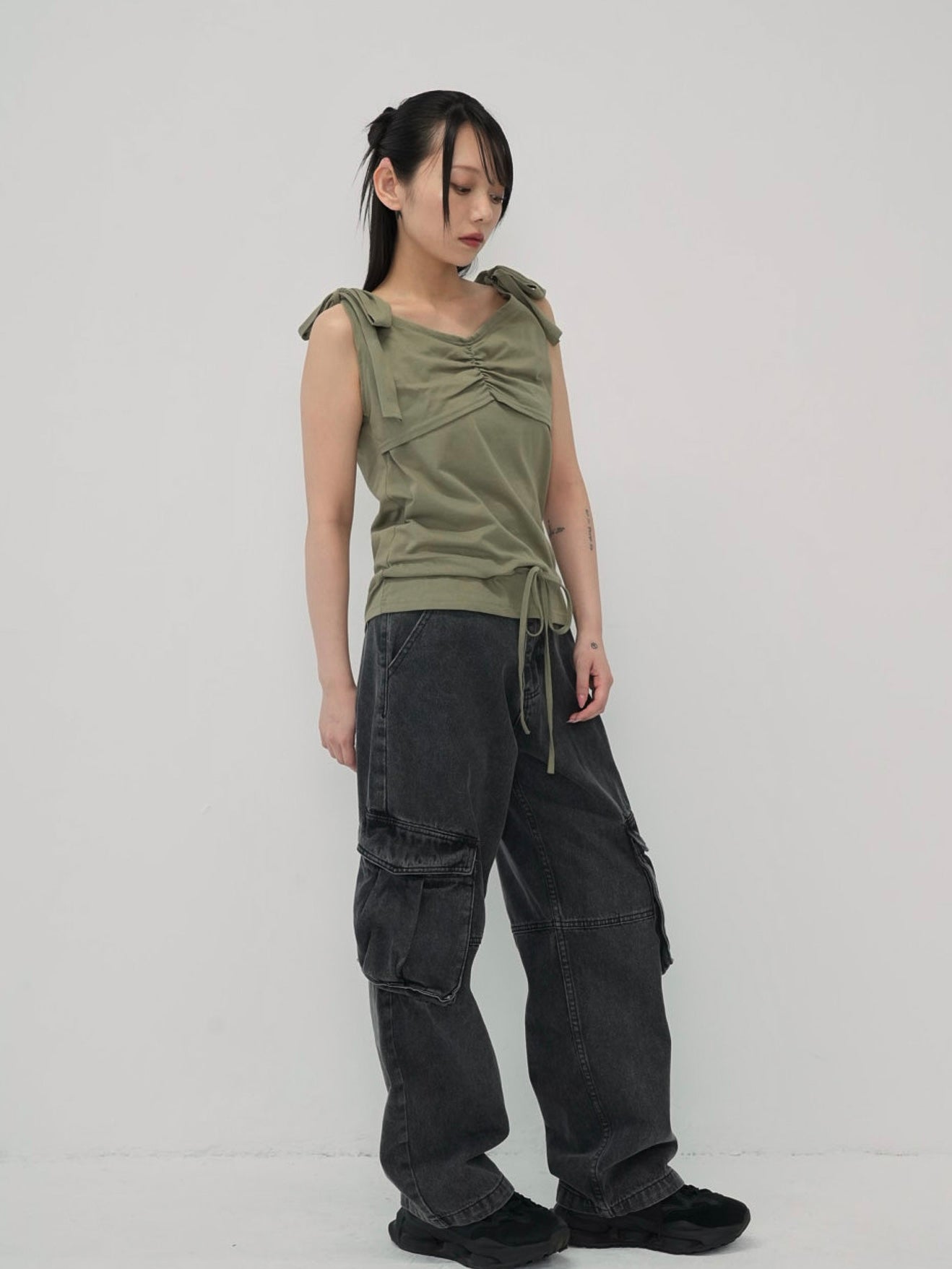 ribbon strap gather tops