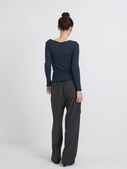 waist cord wide pants