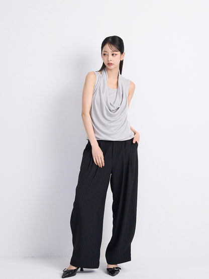 wide stripe tuck pants