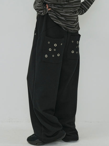 eyelet wide sweat pants