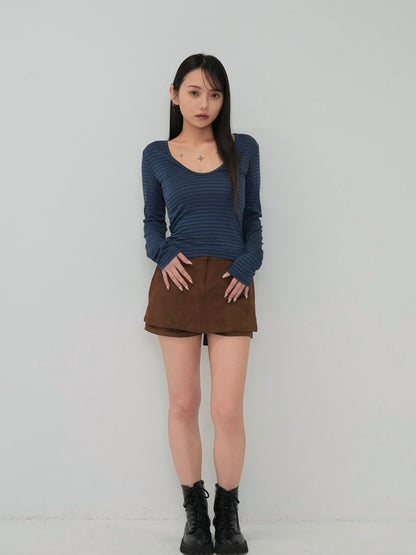 stripe waist wrap tops