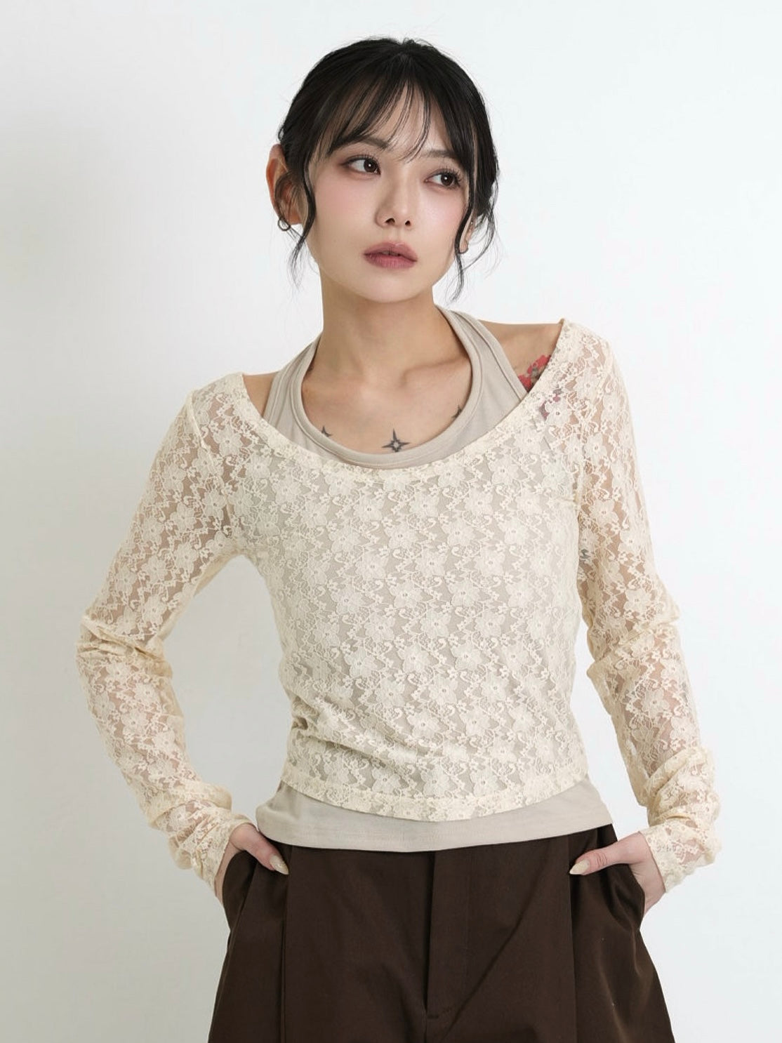 layered lace halter tops