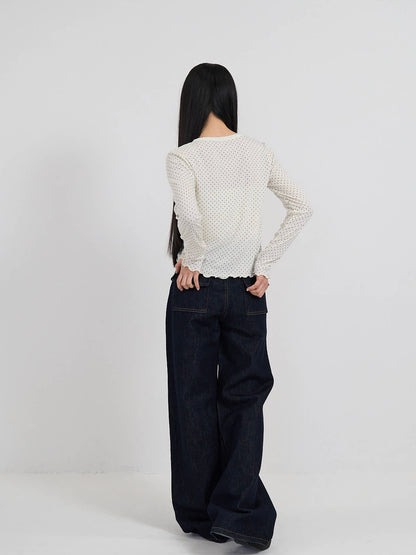 button line bootcut denim pants
