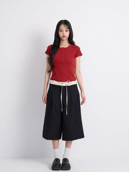 wide silhouette half pants