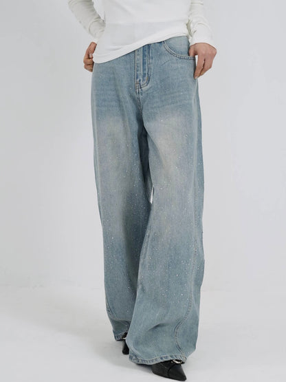 glitter wide denim pants