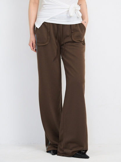 line detail wide sweat pants