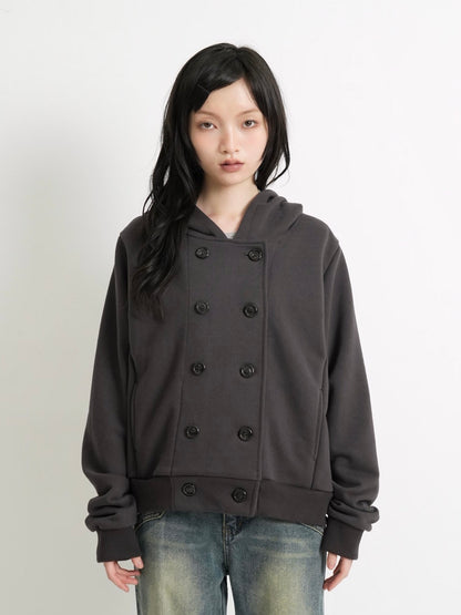 button front hooded jacket