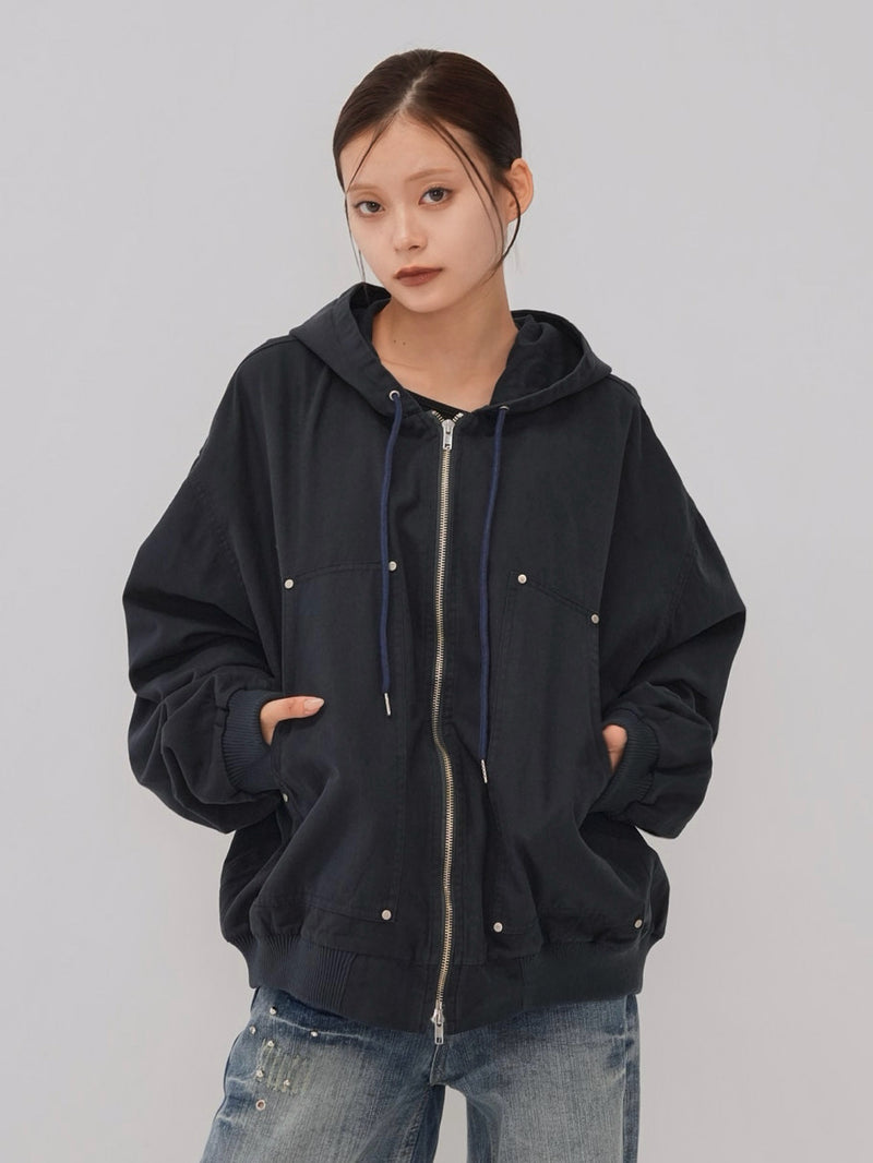 over pocket zip up hoodie