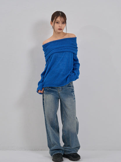 wool off shoulder knit