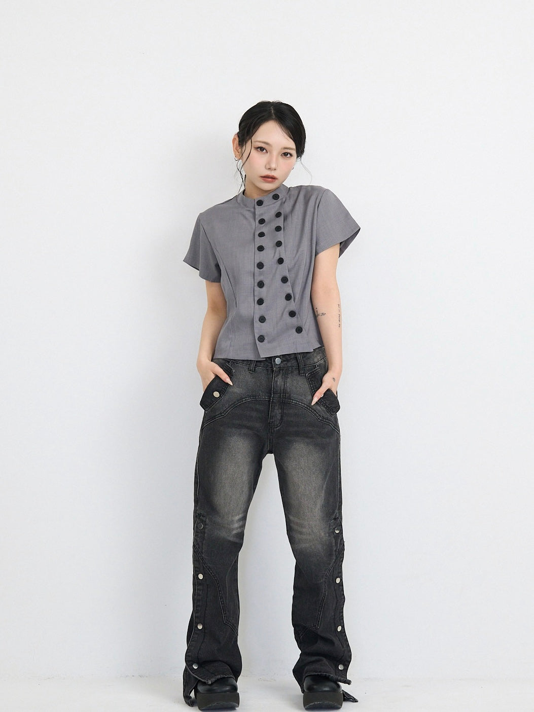 front double button tops