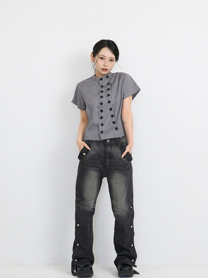 front double button tops