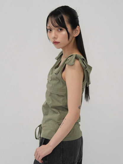 ribbon strap gather tops