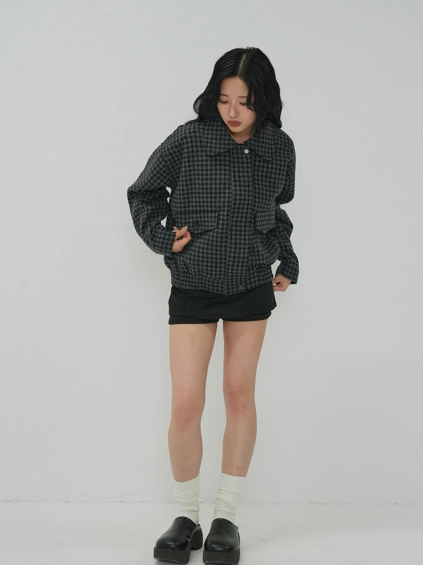 check pocket blouson