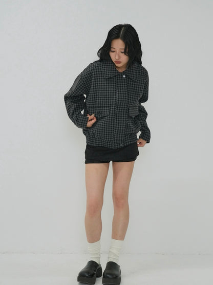 check pocket blouson