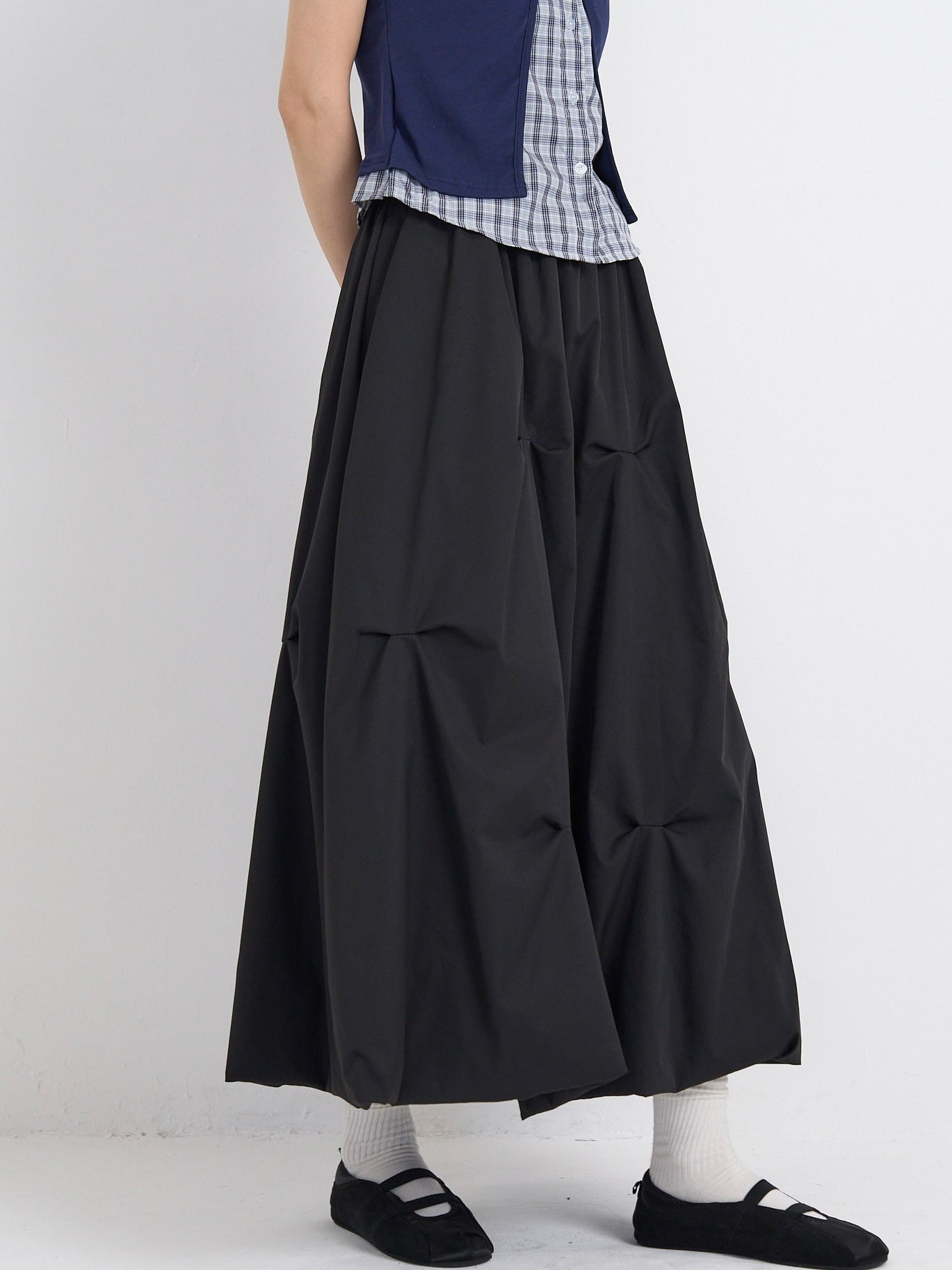 pintuck balloon skirt