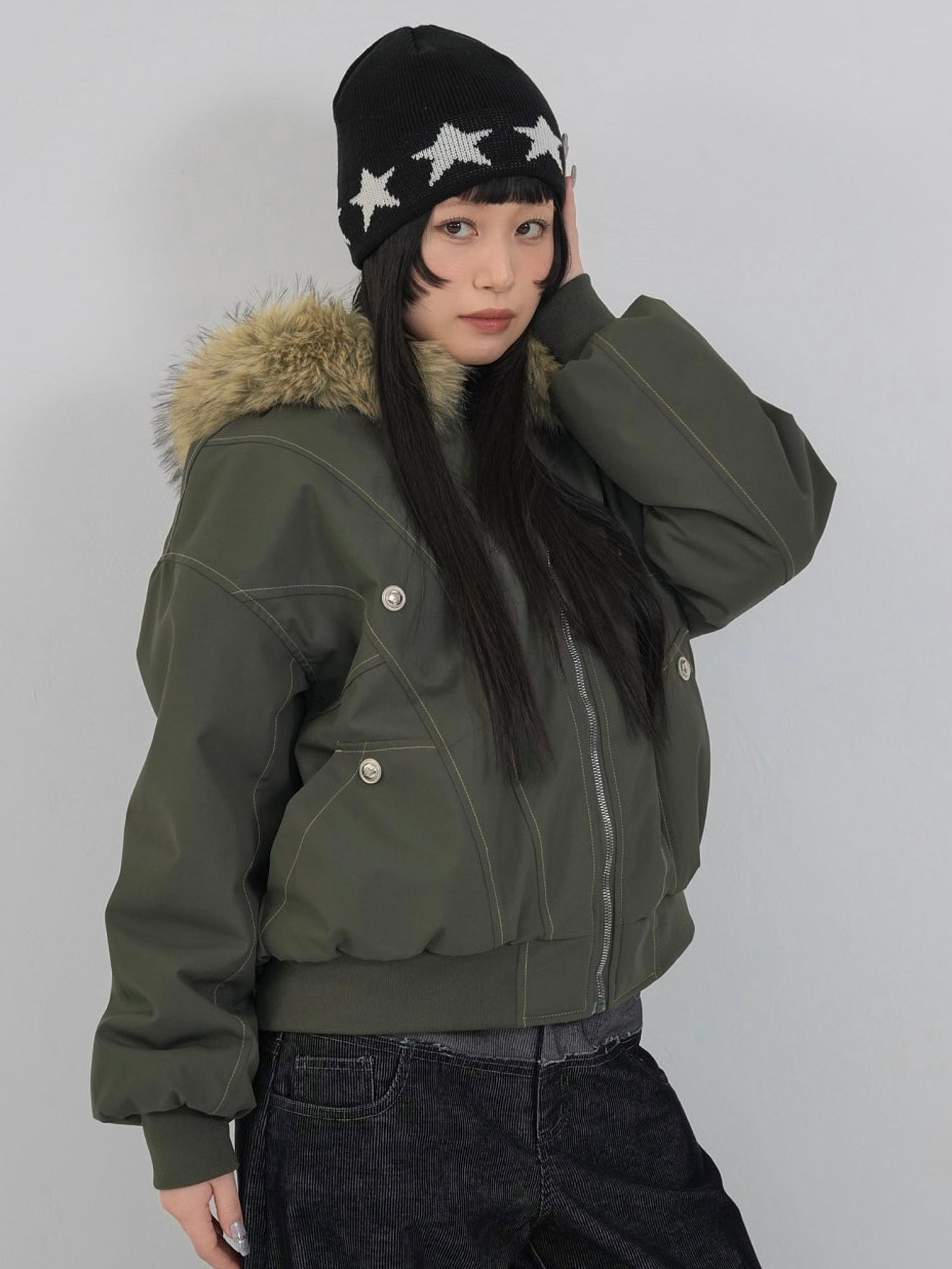 military fur hood jacket