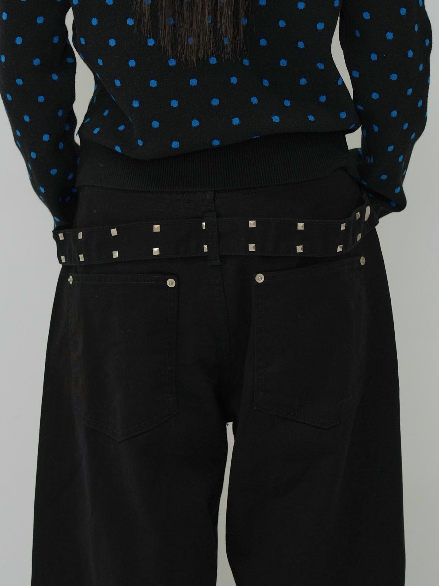 back belt detail wide pants