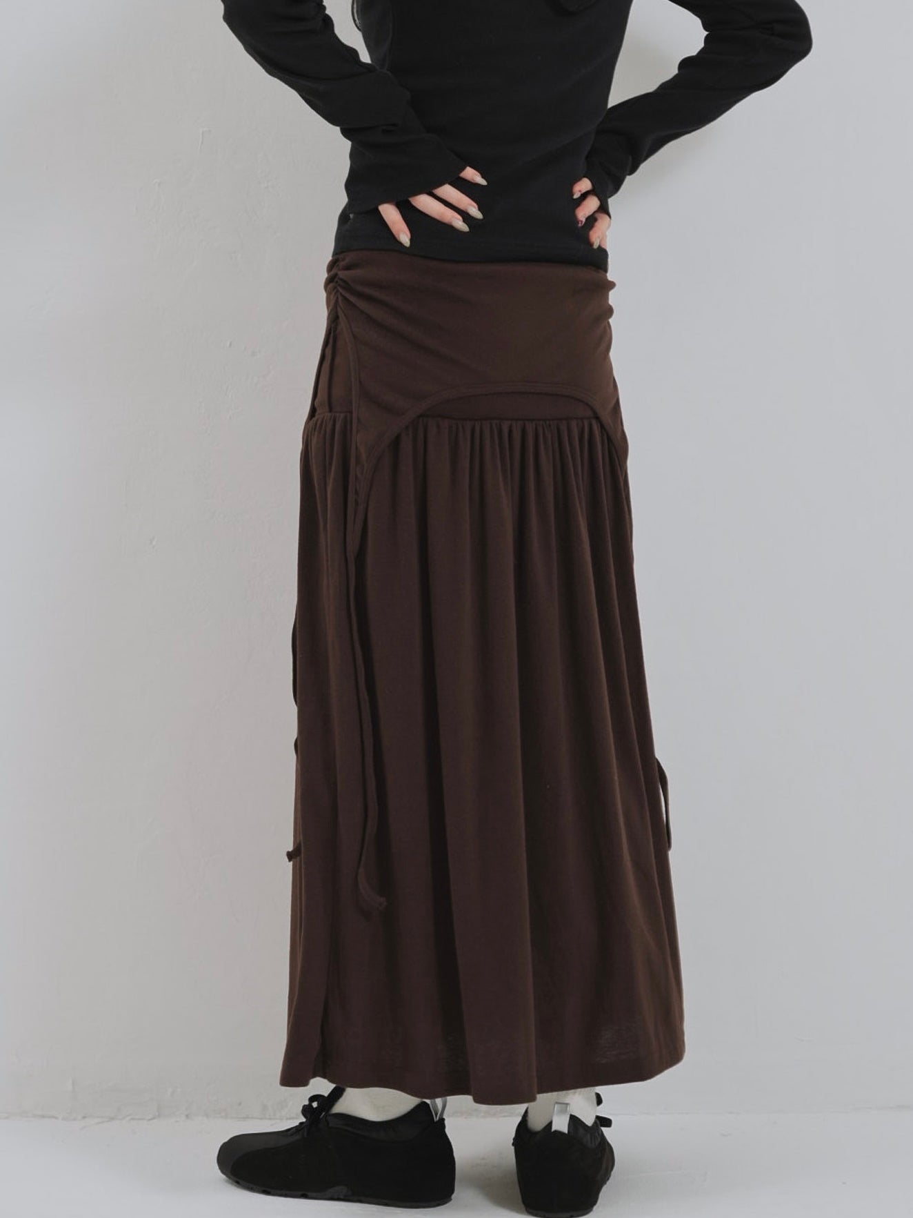 drape gathered long skirt