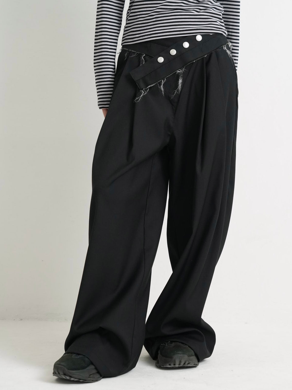 layered belt wide pants