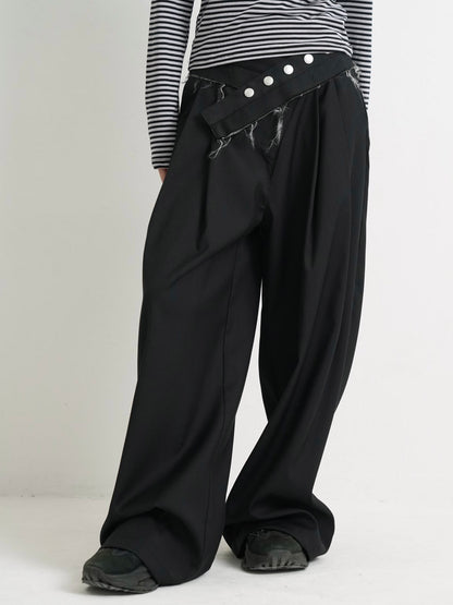 layered belt wide pants