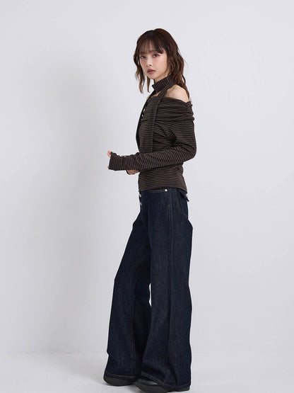 border offshoulder scarf tops