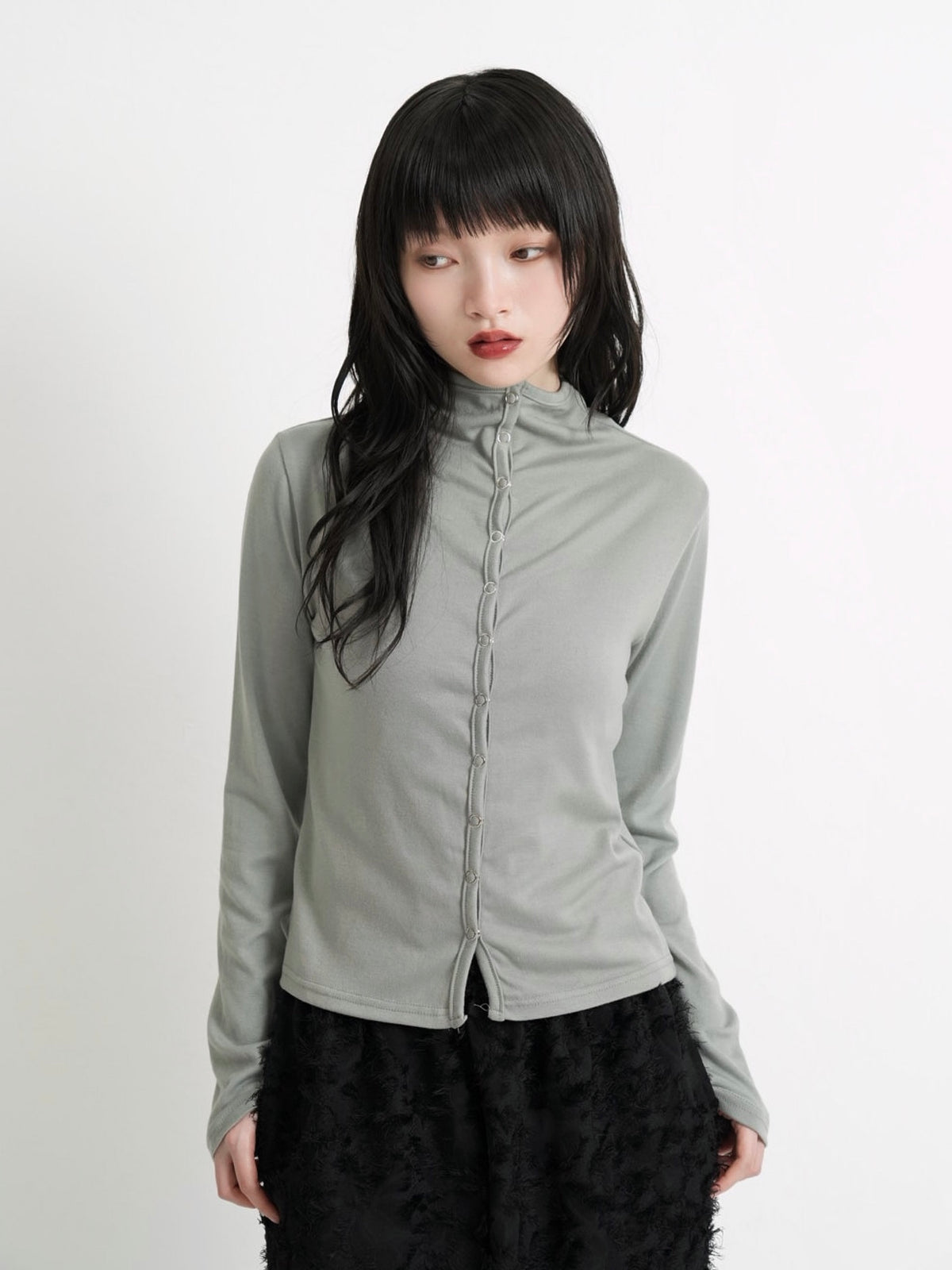 high neck fitted cardigan
