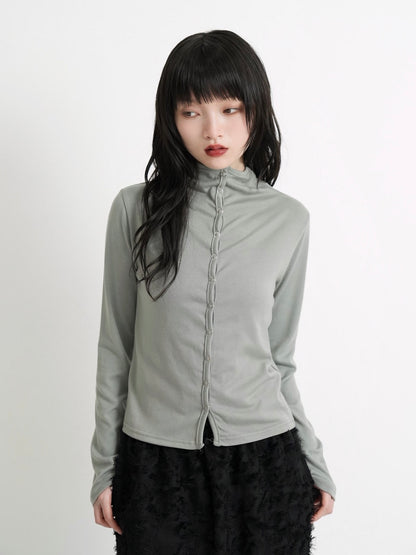 high neck fitted cardigan