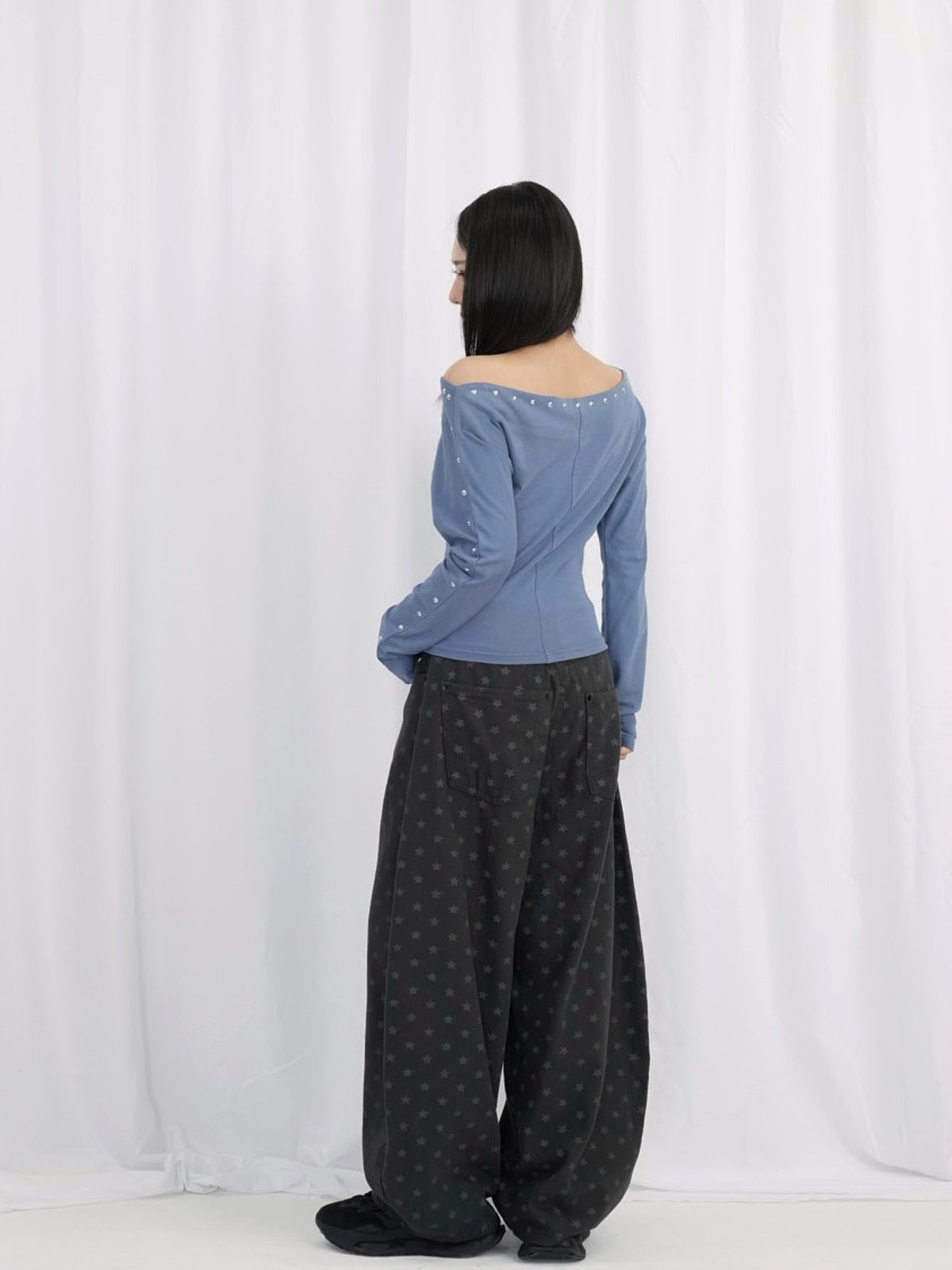 studs detail off shoulder tops