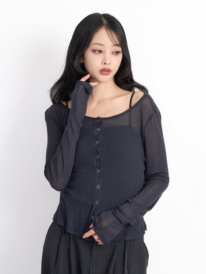 sheer button cardigan