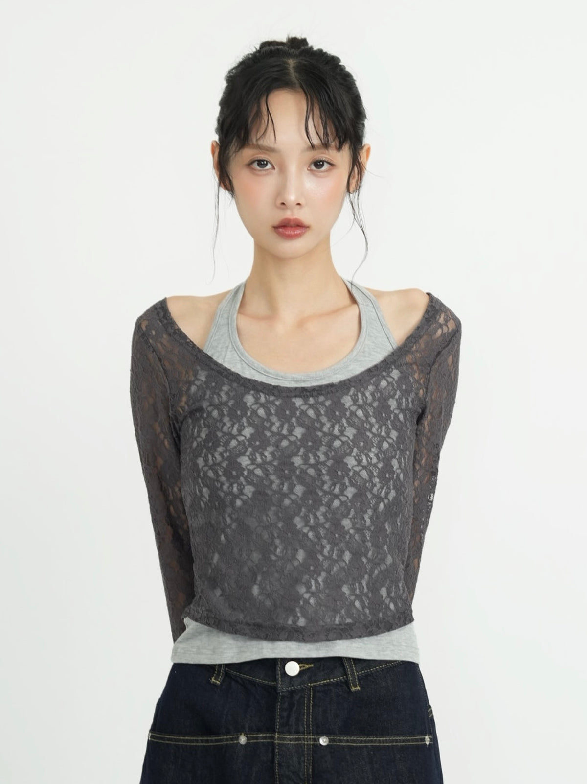 layered lace halter tops
