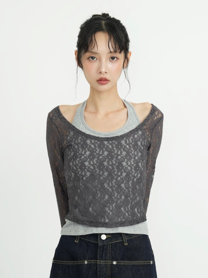 layered lace halter tops