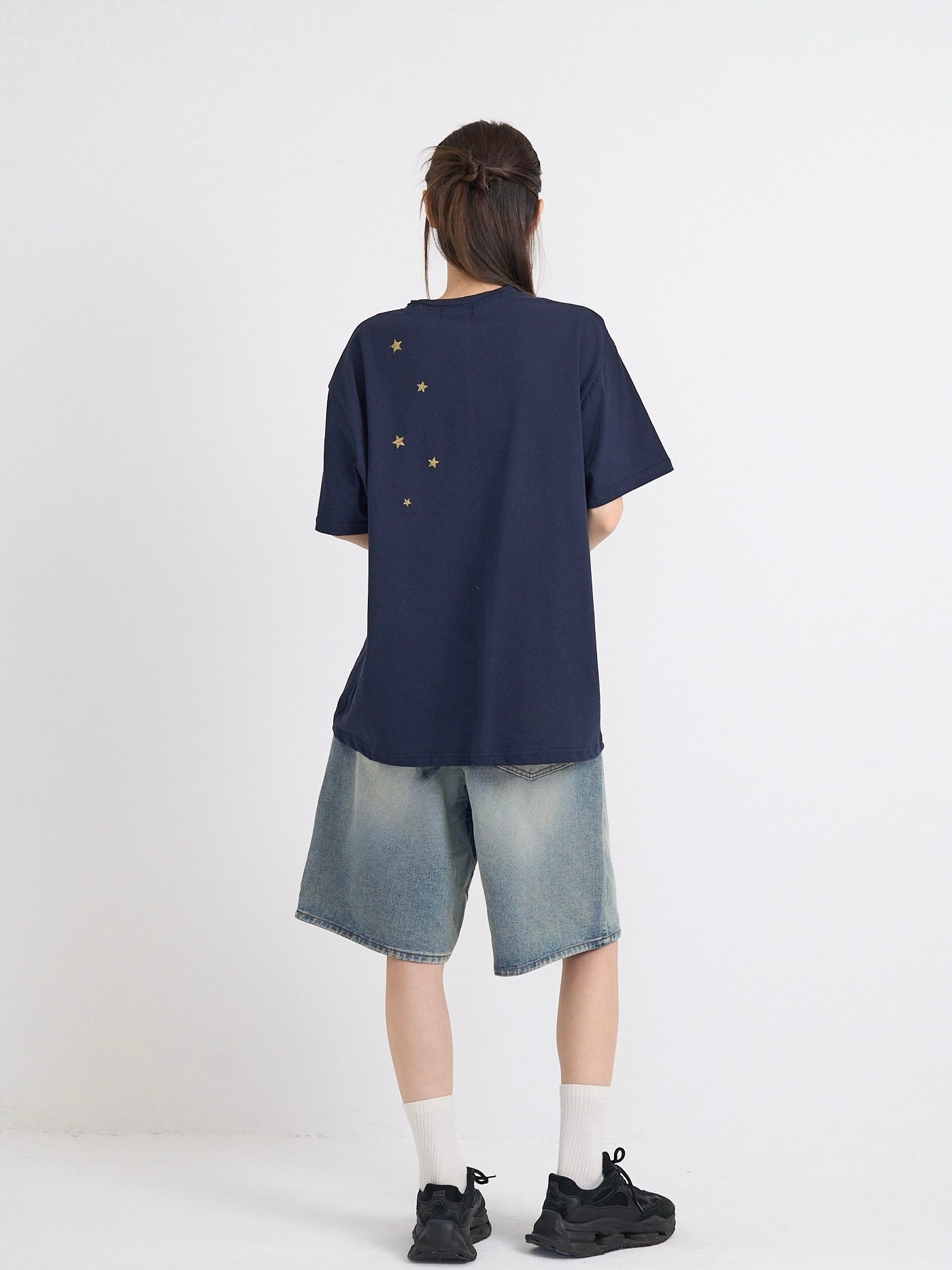 washed bermuda denim pants