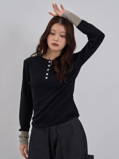 bicolor button round tops