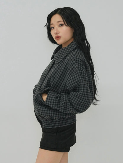 check pocket blouson