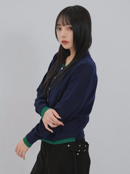 layered panel cardigan