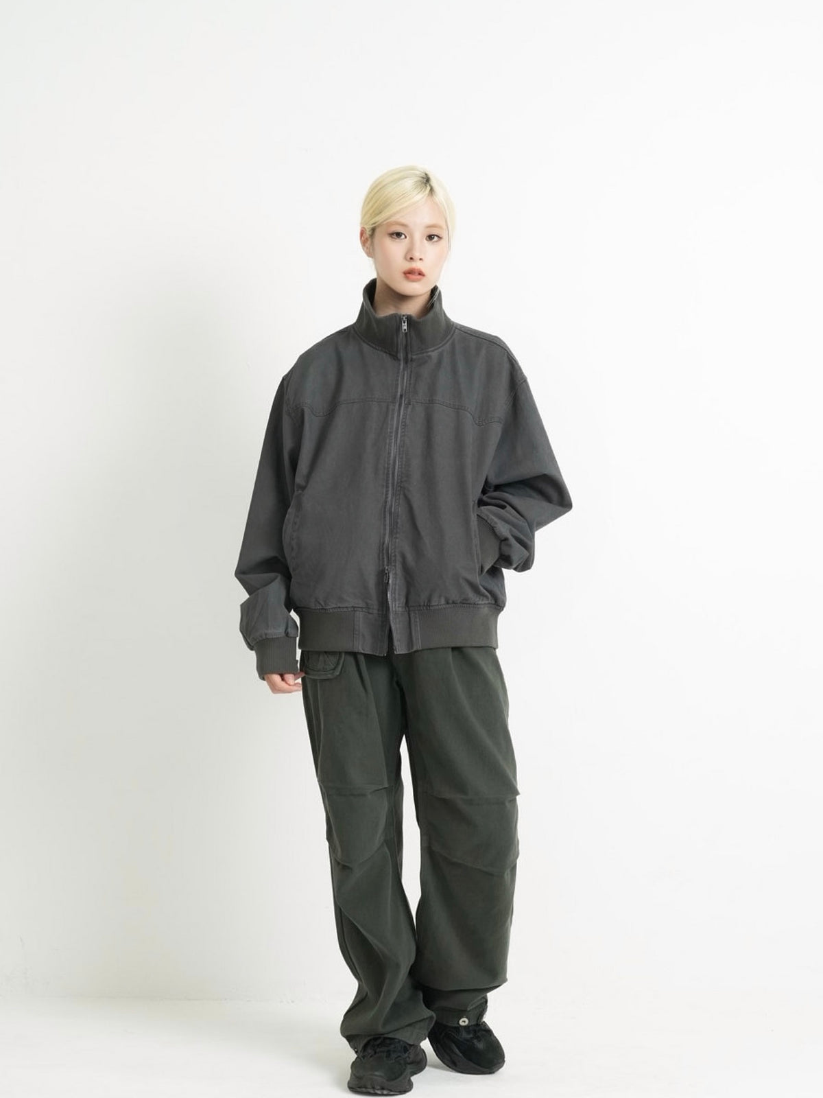 double zip high neck jacket