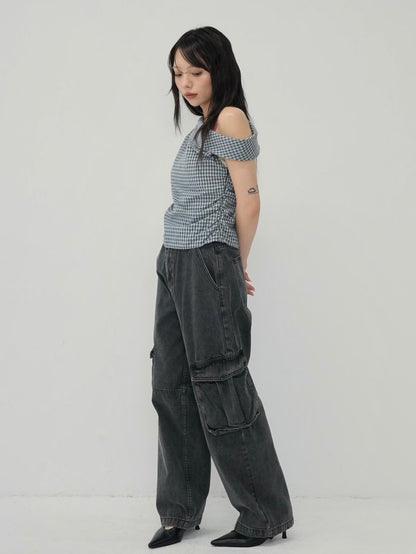 asym check blouse