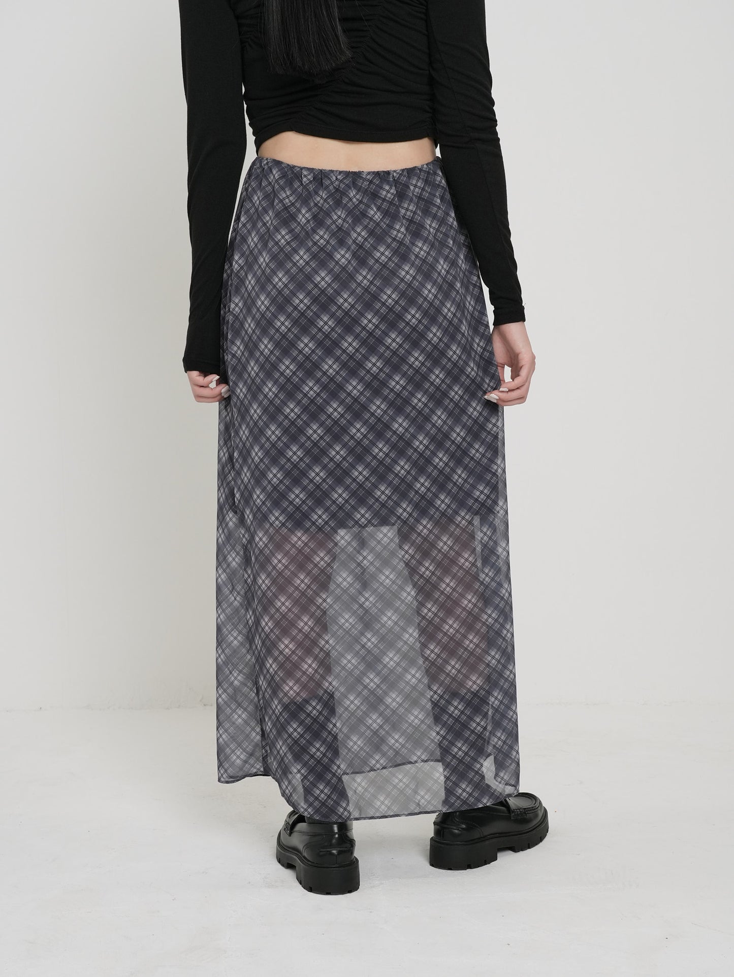 bias check sheer skirt