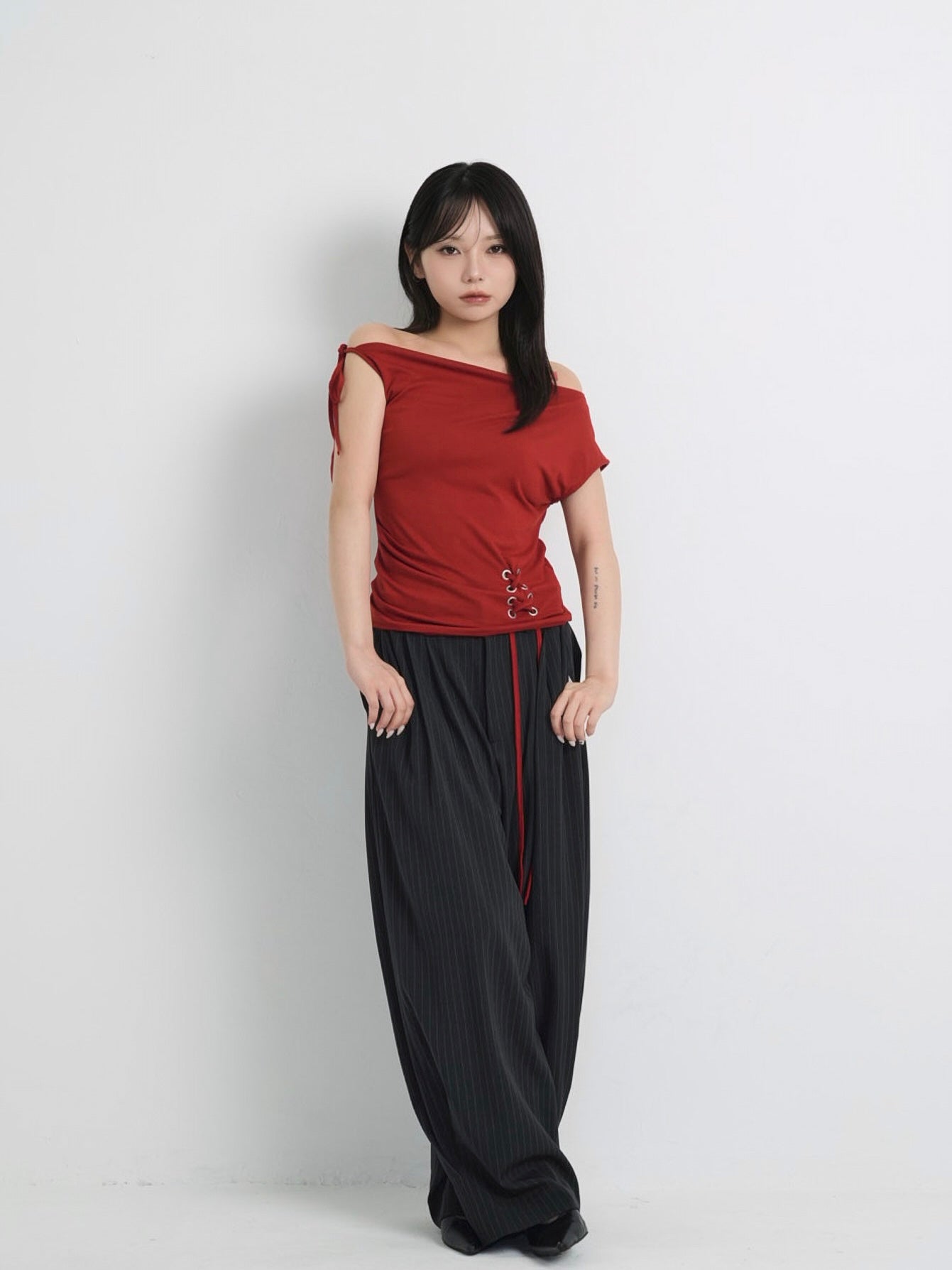 eyelet one shoulder tops