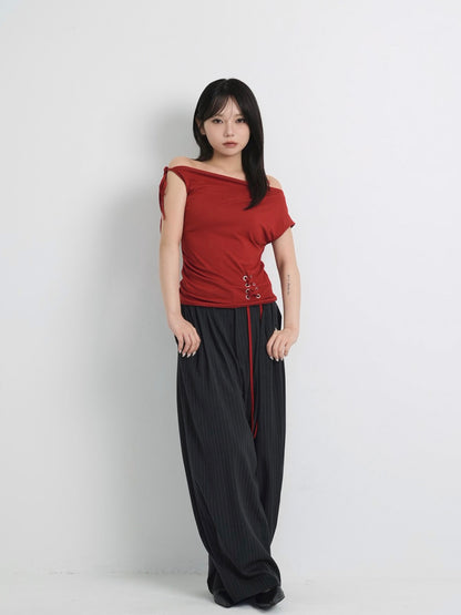 eyelet one shoulder tops