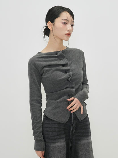 asymmetry frill blouse t