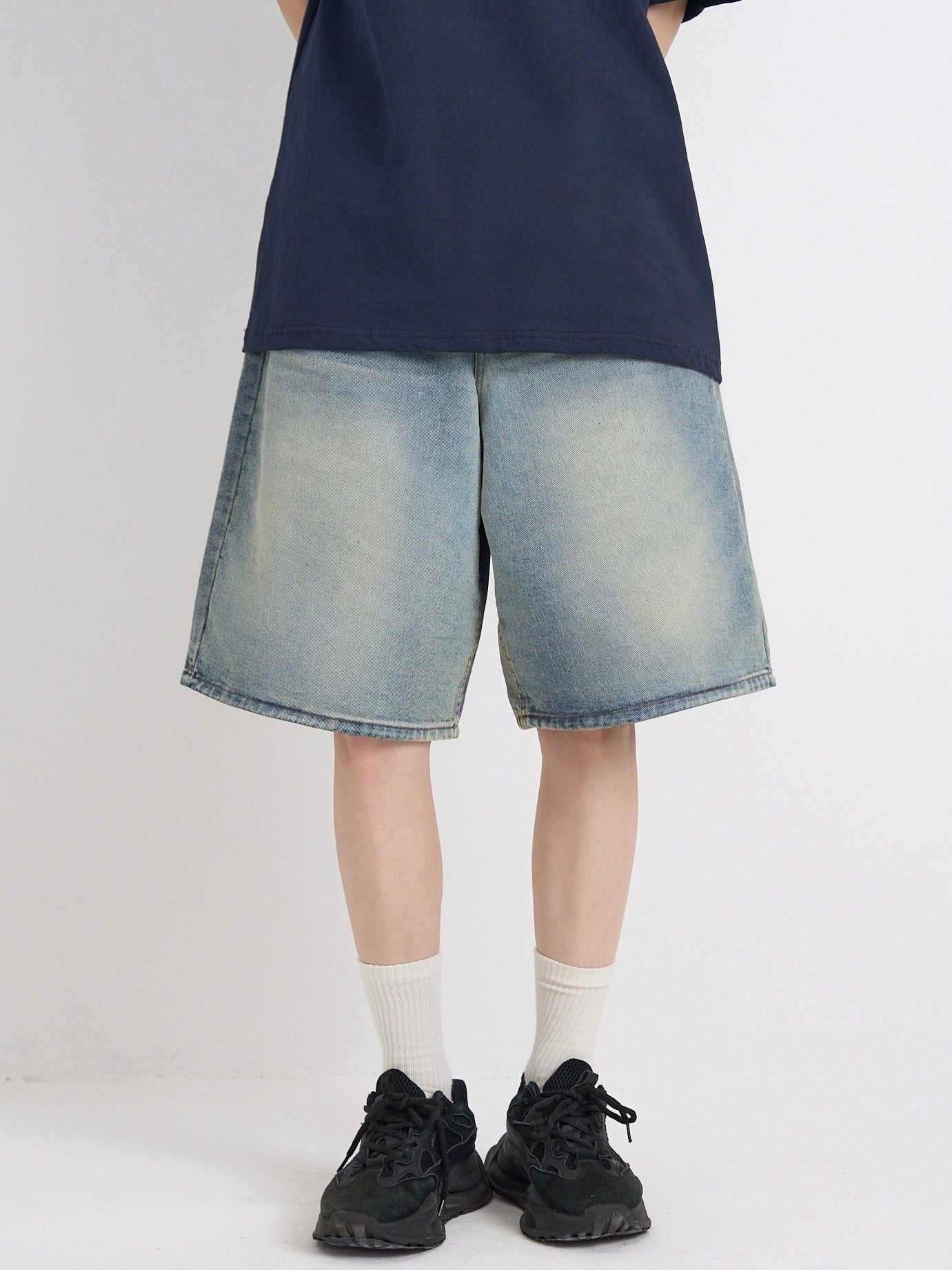 washed bermuda denim pants